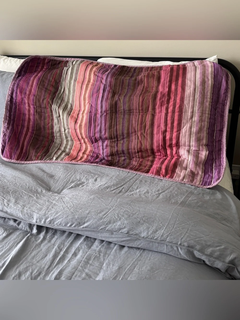 Essential Home Striped Quilted Pillow Sham - Pink Purple Multi 22X37”
